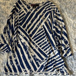 Peck & Peck Blue and White Striped Top